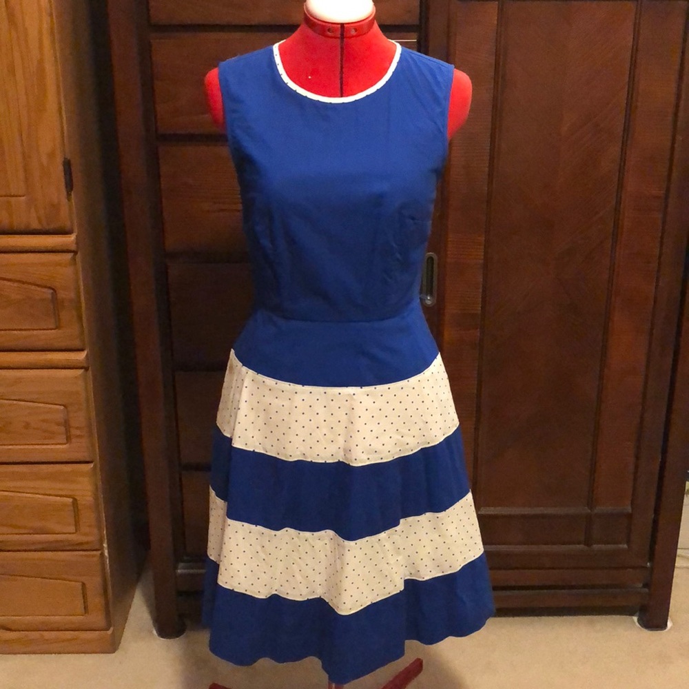 Mod Cloth Blue and White Polka Dot Dress